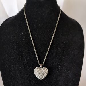 Rhinestone Heart Pendant Necklace